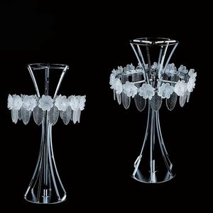 Luxury Metal Acrylic Wedding Walkway Pedestal Trumpet Vase for Wedding Centerpieces Flower Arrangement Holder for Wedding Event