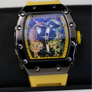 2024 Men's Watch Sports High utseende Fashion Trend Luminous Waterproof Rubber Bucket Dragon Tiger Man's Clock Watches 147