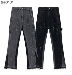 Galery Dept Micro Flare Jeans American Style High Street Loose Wash 사용 스플래시 스티칭 바이브 바지 6731194