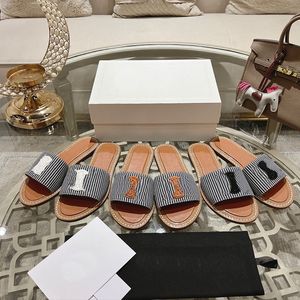 Designer Slippers Slides Woven Slippers Women New Flats Slipper Letter Genuine Leather Top Quality Room Mules Shoes Casual Sandals Summer Beach Outdoors Shoe