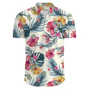 2024 Summer Mens Casual Floral Print Short Sleeve Top Hawaiian Shirt For Clothes Daily High Quality Lapel Oversized 240517