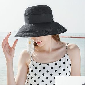 Wide Brim Hats Bucket Grass Hat Summer Sun Beach Vacation Foldable Fisherman Drop Delivery Fashion Accessories Scarves Gloves Caps Dhqc5