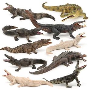 Novelty Games White/Brown/Green Realistic Crocodile Action Figures Solid Simulation Animals Model Decoration Toys For Children Christmas Gifts Y240521