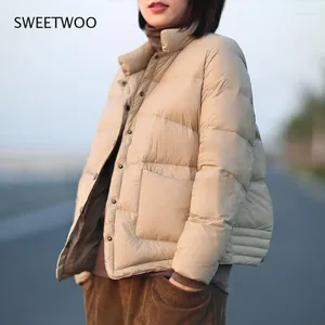 Women's Trench Coats Coat Temperament Stand-Up Collar Light And Short Down Jacket Retro Japanese Warm Elegant
