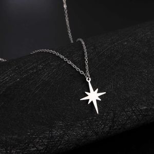 Rostfritt stål för kvinnor North Star Pendant Necklace Minimalistiska choker temperamentsmycken CLAVICLE Kedjig presenter