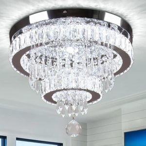 Ceiling Lights 15.7" Crystal Light Modern Chandeliers LED Flush Mount Fixture For Bedroom Dining Room Living