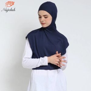 Islamisk modal sport hijab muslimska abaya blå hijabs för kvinna abayas tröja silkes halsduk turbans kvinnor turban omedelbar huvud wrap