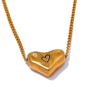 Уникальное шикарное сердце любовное подвесное ожерелье 18K золото Pvd Pvd, пятно, меньше из нержавеющей стали винтаж Франция Ювелирные изделия