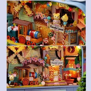 Деревянный домашний театр миниатюрная коробка милые кукол Сборка комплектов мебели футболки для детей подарки на день рождения bf749