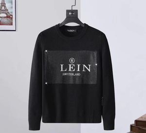 SWEATER 22SS Men039S Longsleeved Metal Letters Hafted Skórzana Plein Plan europejski trend mody okrągły szyja ppm109660932