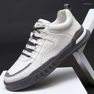 Casual Shoes Men's Genuine Leather Fashionable Sneakers Color Blocking Design Minimalist Oxford Breathability