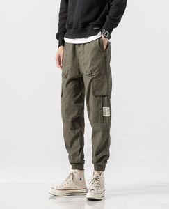 Cargo Pants Men Streetwear Hip hop Mens Joggers Casual Harem Ankle length Trousers Elastic waist Black Army green8970456