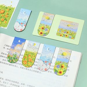 1 Pcs Magnetic Bookmarks Aesthetic Oil Painting Creative Student Notes Category Book Pages Folder Bookmark Stationery Supplies 240515