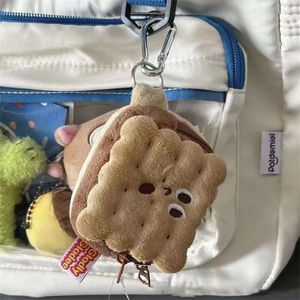3PCS Cute Keychians Wholesale Plush Biscuit Doll Keychains With Bag Keyrings Taiyaki Funny Keychain For Storage Accessories