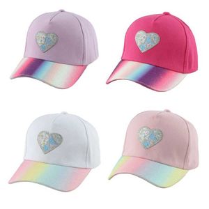 Caps Hats Cute Girl Baseball Hat Cartoon Heart Embroidered Baby Button Childrens Rainbow Sunshade 3-8 Years Old d240521