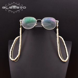 GLSEEVO Natural Pearl Dubbel solglasögon kedja Nacksladd pärlor Läsglasögon Holder Fashion Women Mask Strap Not Glasses GH0034 240521