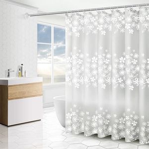 Cortinas de chuveiro 1pc Curtaina impermeável Translúcia banheiro manta de pebble impresso com ganchos produtos