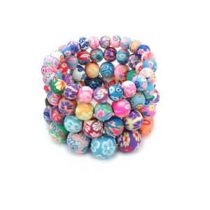 New Fimo printing beaded chains bracelets For women Flower Soft pottery beads Wrap Bangle Fashion handmade DIY Jewelry ZZ