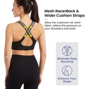 Frauenzip vordere Anti-Vibration ohne Stahlring Yoga Beauty Back Unterwäsche Verstellbare drahtlose unterstützende Sportbra