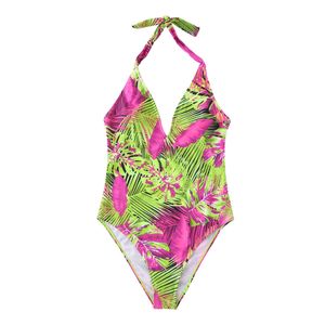 New European and American Fashion Swimsuit Women's Swimsuit Solid Sexy Rose One Piece Swimsuit 21002