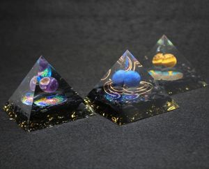 Anhänger Halsketten Orgonit Pyramide 60 mm natürliche Heilungskristallkugel mit Obsidian Quarzharz Orgone Energy Reiki Meditation J4135431