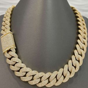 20 mm VVS Diamond Cuban Link mrożony na szyjce choker moissanite Sterling Sier Men Men Chain