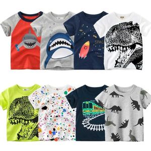 T-shirts t shirt tecknad djur baby barn pojkar flickor barn bomull korta ärmar sommarkläder lejon apa tryck tee röd bil småbarn y240521