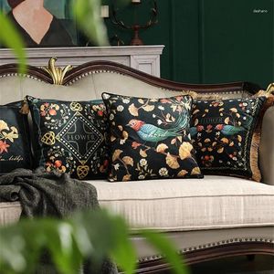 Pillow Elegant Retro Flowers Birds Cover Throw Decorative Pillows Tassel Cojines Decorativos Para Sofa Coussin S