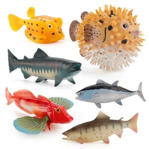 Novelty Games Simulation Ocean Sea Life Action Figures Cute Fish Models Salmon Puffer Tuna Figurines Aquarium Figures Kids Children Toys Gifts Y240521