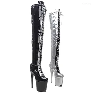 Sapatos de dança Modelo Sexy Shows Snake Grain PU Upper 20cm/8 polegadas Plataforma feminina Partem dos saltos altos Boots da coxa 378