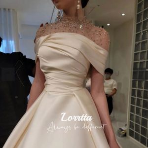 Vestido de noite para festas femininas de colarinho alto de Lorrtta Luxo Cetim de Luxo Aberto da Frente Fronteira Bola Branca Elegante Vestido 240517