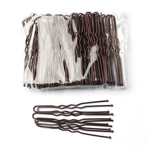 2024 100 Pcs/Bag 6cm U Shaped Alloy Hairpins Waved Hair Clips Simple Metal Bobby Pins Barrettes Bridal Hairstyle Tool Hair Pins for Bridal