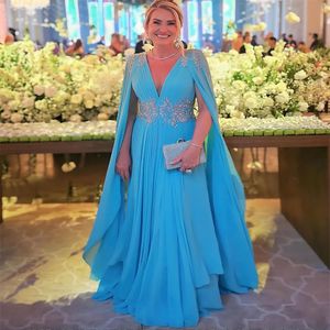 2024 Aso ebi Arabic Blue A-Line Mother of the Bride Dress Frome кружевные шифоновые вечерние выпускное выпускное вечеринка