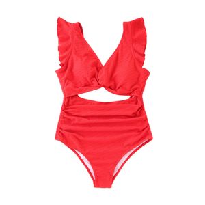 New European and American Fashion Swimsuit Women's Swimsuit Solid Sexy Red Polka Dot One Piece Swimsuit 24001