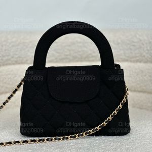 12A 1:1 Top Quality Designer Tote Bags Vintage Pure Black Chain Shoulder Bags 19cm Diamond Texture Made Minimalist Style Women's Luxury Handbags With Original Box.