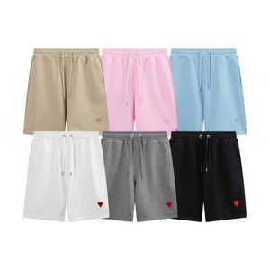 Amis şort paris moda küçük aşk işlemeli gevşek spor pantolon erkekler ve kadınlar için gündelik saf pamuklu elastik bel m234