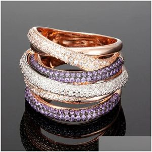 Solitaire Ring Zlxgirl Jewelry Luxury Brand Colorf Pave Zirconia Copper Wedding Womens and Mens Par Anel Rings Drop Delivery Dh2hn
