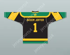 Niestandardowy Prince Akeem Joffer 1 Fictional African Country Black Hockey Jersey z flagą Patch Top Sched S-L-XL-XXL-3XL-4XL-5XL-6XL