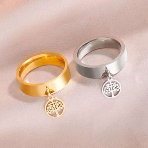 Gymnastics Celtic Knot Tree Of Life For Women Stainless Steel Wide Finger Ring Amulet Fashion Jewelry Birthday Gifts
