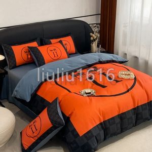 Sängkläder designer sängkläder set europeisk ljus lyxvatten varumärke hudvänlig bomull ren bomull fyra stycken hud uppgradering bomullsgubbe fyrdelar säng set #65324