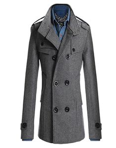 ファッションの男性ダブル胸胸冬のスリムウォームジャケットスタイリッシュなトレンチコートOutwear4242812