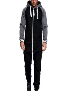 Men Onepiece peças de retalhos de retalhos de gorjeta de pijama macacão de traje de comatom com zíper do zíper da camuflagem