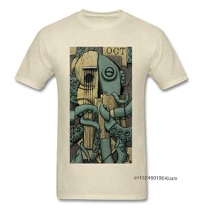 Vintage Octopus Tshirt Man Georges Braque Tshirt Artist Designer T Shirt Guitar Lover Monster Tops Mens Beige Tees Cotton 2106299179154