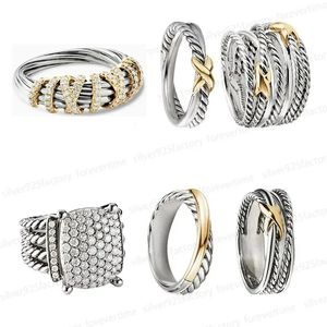 Dy Twisted Vintage Band Дизайнерские обручальные кольца для женщин подарок алмазы 925 Серебряное кольцо стерлингового серебряного кольца для мужчин Персонализированная мода 14 тыс. Золото