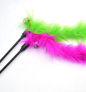 Pet Cat Teaser Fancy Multicolor Feather Toys Cat Wand Catcher Teaser Sticks Cat Interactive Training Toys Whole7559811