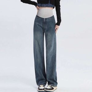 2024 Fashion Maternity Jeans Maternal Clothes for Pregnant Wide Leg Pants Belly Support Trousers Premama Clothing Pregnancy L2405