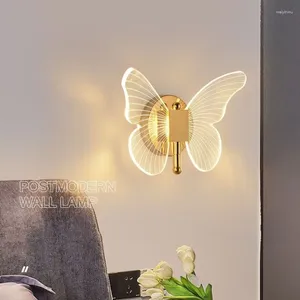 Wandlampen LED Moderne Schmetterling Lampe Acryl luxuriöser Schlafzimmer Nachttäure Lichter Wohnzimmer Hintergrunddekor Korridor Licht