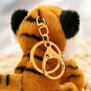 3pcs плюшевый ключ -чайный милый забавный мультфильм Tiger Key Ring