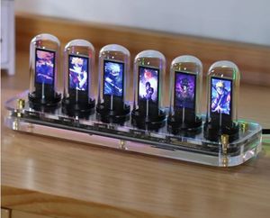 Glow Nixie Tube Clock App Editable IPS Wyświetla Kalendarz cyfrowy Time Modern Desk Gesture Control Nixie Clock 240520