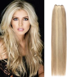 Прямые человеческие волосы плетения бразильские remy hance hair wancles sew в утечке наращивание прямой блондинка 100g 16 